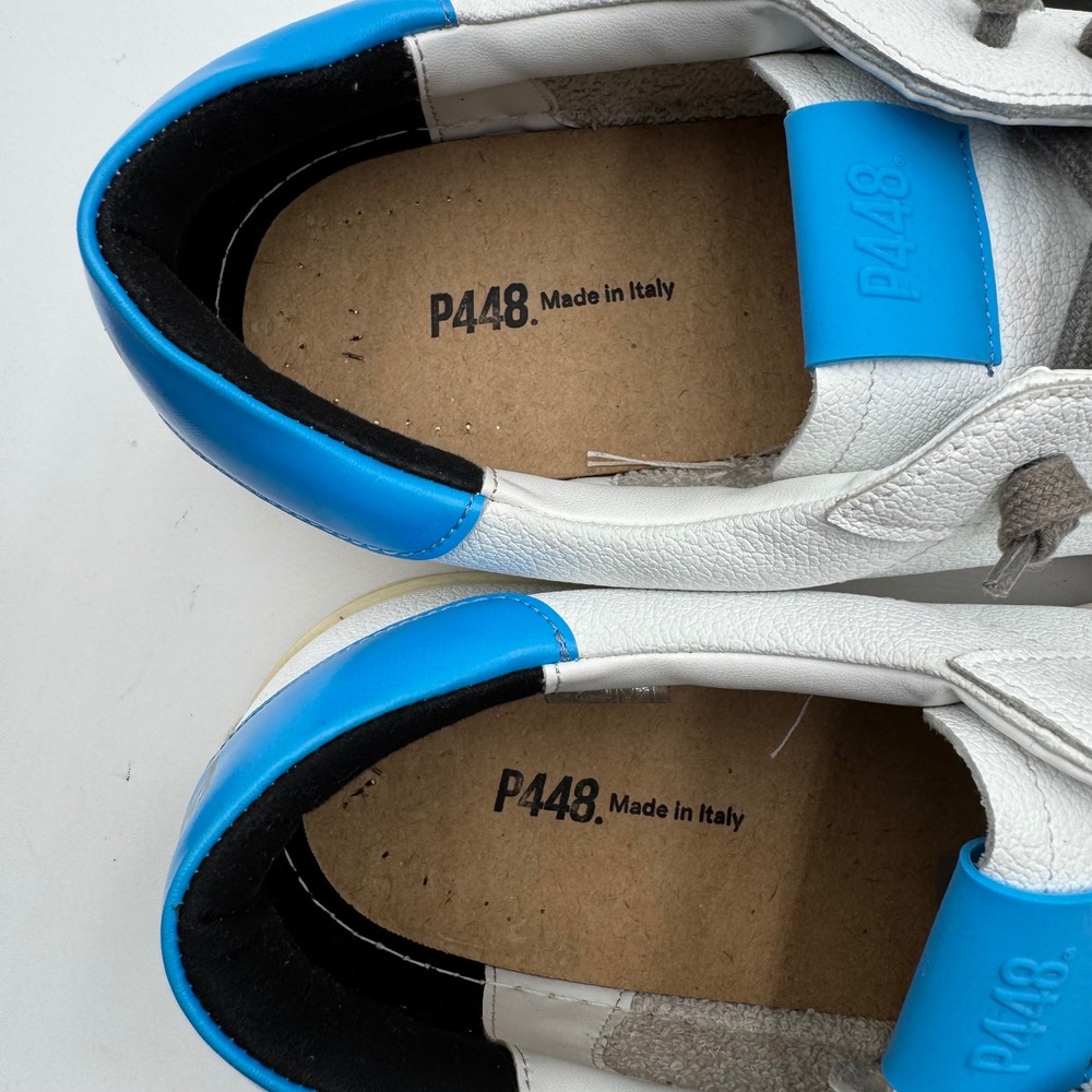 P448 John Project Sustainability Sneakers EU 45 US 11.5 White Blue Leather Italy - Picture 12 of 16